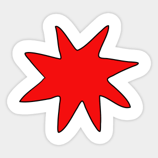 An eight-pointed red star. Leader. Surprise. Fireworks. Explosion. Present. Happiness and prosperity. Sticker